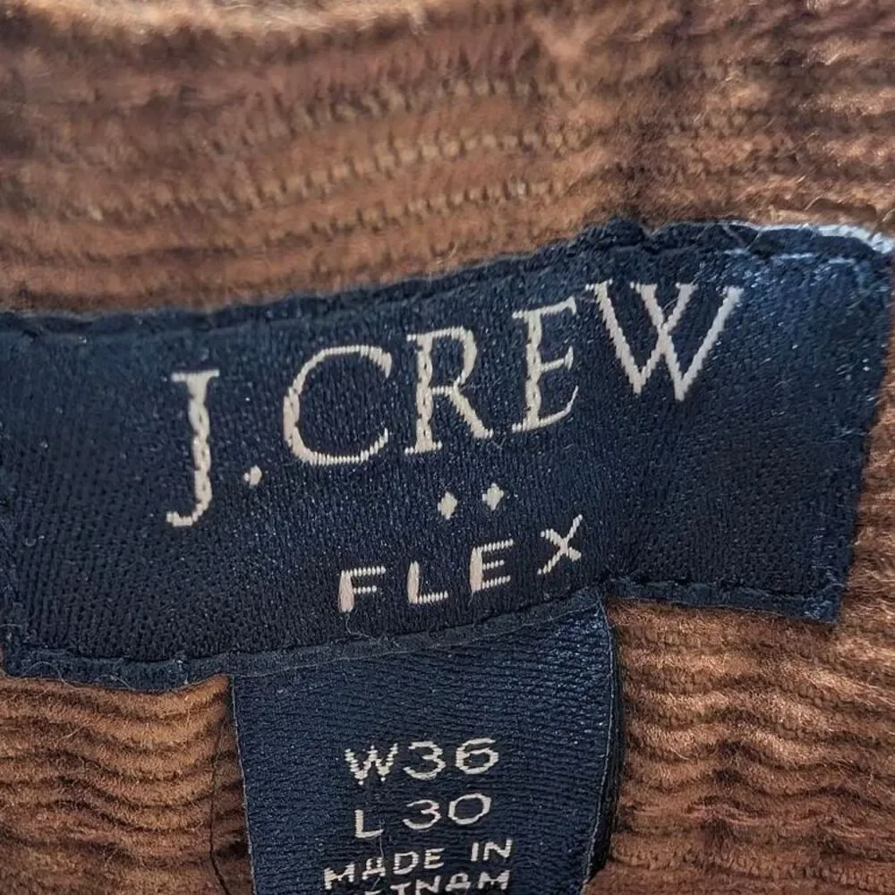 J.Crew Mens Slim Corduroy Pants W36 L30 Flex Slim Brown Minimalist Dark Academia